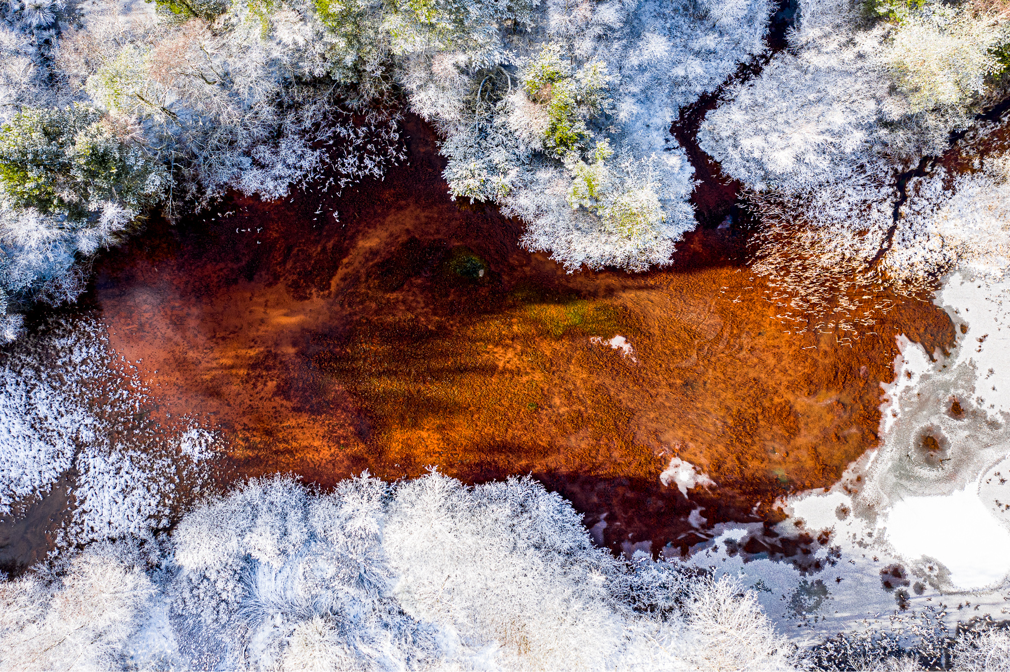 Vinter billeder fra luften af Danmark ved Herning