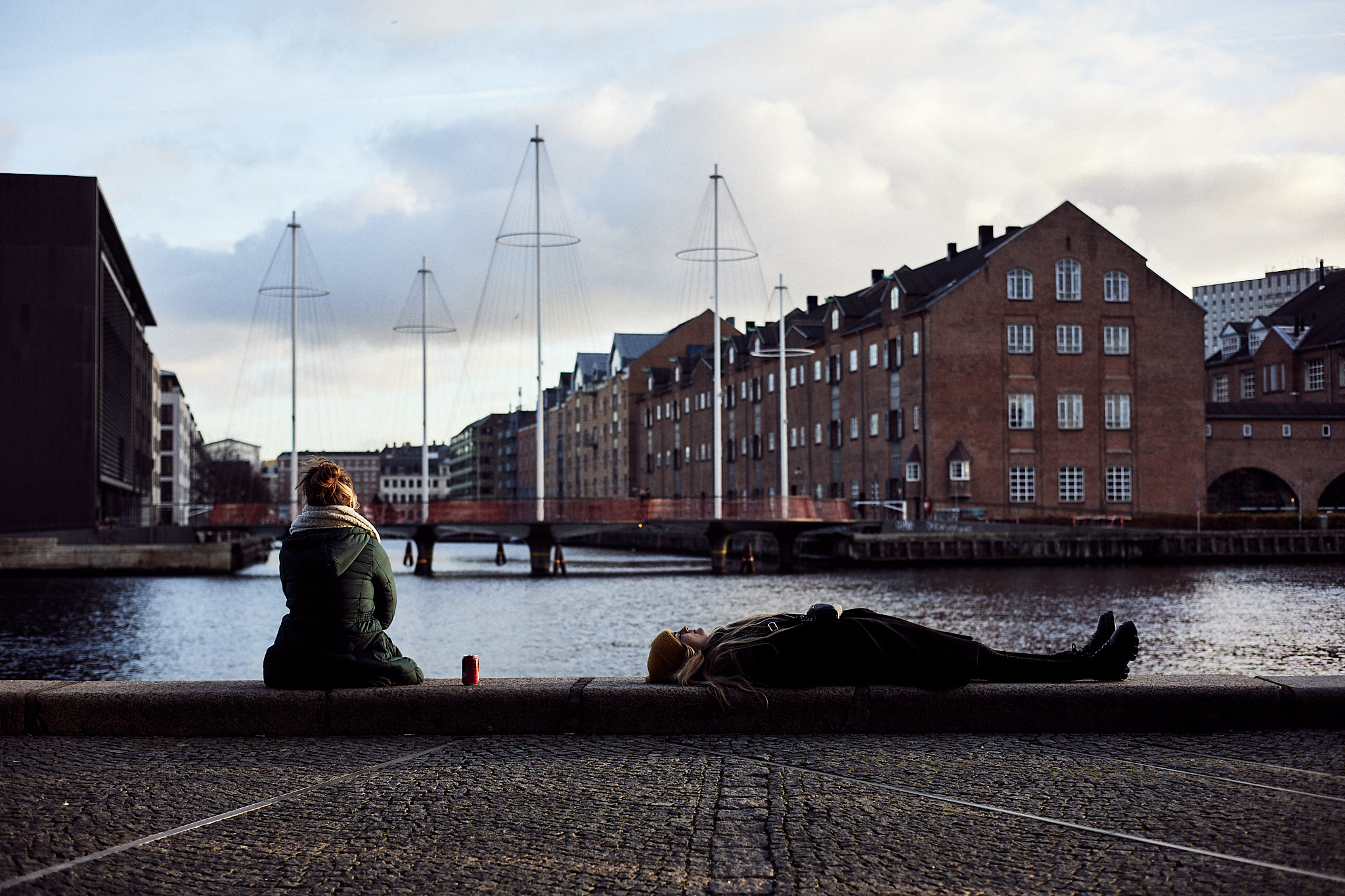 Taking a Break outside the Black Diamond in Copenhagen